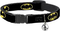 🐱 buckle-down batman shield cat collar: breakaway design, adjustable length, 0.5 inch width – black yellow, multicolor (8-12 inches, bac-wbm001-nm) logo