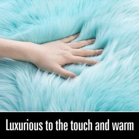 img 2 attached to Experience Ultimate Comfort With LOCHAS Ultra Soft Fluffy Faux Fur Sheepskin Area Rug - Light Blue, 2X3 Feet