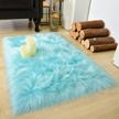 experience ultimate comfort with lochas ultra soft fluffy faux fur sheepskin area rug - light blue, 2x3 feet logo