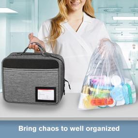 img 2 attached to Gray Medication Storage Bag With Fixed Pockets And Handle For Pills, Vitamins, And Medical Supplies - SITHON Travel Carrying Case Manager And Pill Bottle Organizer