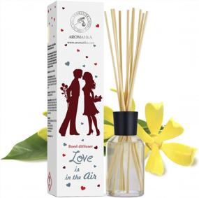 img 3 attached to Aromatika Reed Diffuser Gift Set - 3.4 Fl Oz Ylang Ylang Essential Oil For Long Lasting Aroma & Home Air Freshening