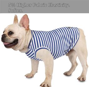 img 1 attached to Dog Sun Shirts - Summer Lightweight Clothes in Combed Cotton, Cool Tops for Reflective Puppy French Bulldog T-Shirt, Medium Striped Boy Girl Dogs Tee in Blue Green M