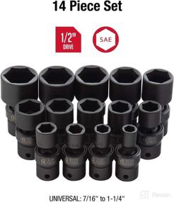 img 3 attached to 🔧 Sunex 2644 1/2 Inch Drive Universal Impact Socket Set - 14-Piece SAE - 7/16" to 1-1/4" - Cr-Mo Alloy Steel - Heavy Duty Storage Case