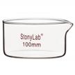 borosilicate glass crystallizing dish: heavy-duty rim & spout, 300ml capacity for crystallization & evaporation logo