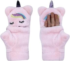 img 3 attached to 🧤 RARITYUS Convertible Fingerless Mittens: Girls' Cold Weather Accessories for Versatile Style and Warmth