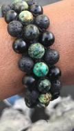 img 1 attached to 8Mm Natural Lava Rock Stone Bracelets For Men, Healing Crystal Essential Oil Diffuser Beads Bracelet Chakra Yoga Energy Anxiety Gemstone Bracelet - 3 Layer review by Kevin Hole