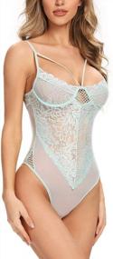 img 4 attached to Garmol Women's Lace Bodysuit: Alluring Teddy Lingerie with Underwear Cups, XS-XL