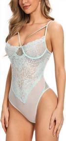 img 1 attached to Garmol Women's Lace Bodysuit: Alluring Teddy Lingerie with Underwear Cups, XS-XL