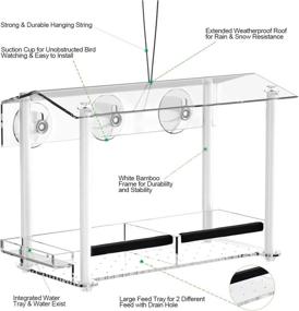 img 1 attached to 🐦 HHXRISE Large Bird Feeder with Suction Cups, Seed Tray, and Separate Drinking-Water Sink for Outdoor Birds - White