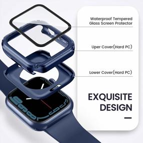 img 1 attached to Goton Waterproof Apple Watch Screen Protector Case Series 8 & 7 45Mm, 360 Military Protective PC Face Cover Built-In Tempered Glass, Front & Back Bumper For IWatch 8 & 7 Accessories - 2 In 1