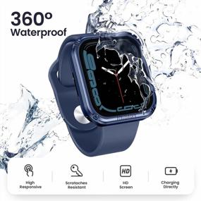 img 2 attached to Goton Waterproof Apple Watch Screen Protector Case Series 8 & 7 45Mm, 360 Military Protective PC Face Cover Built-In Tempered Glass, Front & Back Bumper For IWatch 8 & 7 Accessories - 2 In 1