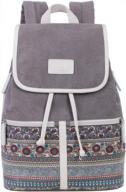 retro canvas women's backpack for casual college, daily travel and laptop, bookbag with female function logo