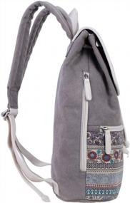 img 1 attached to Женский рюкзак в стиле ретро из холста для повседневного колледжа, ежедневных путешествий и ноутбука, сумка для книг с женской функцией