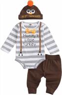 adorable 3-piece newborn outfit set: romper tops, pants, and hat for baby girls and boys logo