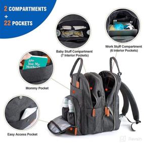 img 2 attached to Ultimate Extra Large Diaper Bag Backpack: 26L Expandable Baby Bags for Twins with 23 Pockets - Unisex Dark Grey Diaper Bag for Mom and Dad, Complete with Changing Pad and Stroller Straps