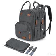 ultimate extra large diaper bag backpack: 26l expandable baby bags for twins with 23 pockets - unisex dark grey diaper bag for mom and dad, complete with changing pad and stroller straps logo