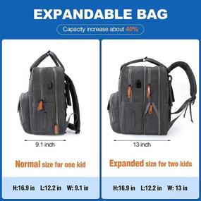img 3 attached to Ultimate Extra Large Diaper Bag Backpack: 26L Expandable Baby Bags for Twins with 23 Pockets - Unisex Dark Grey Diaper Bag for Mom and Dad, Complete with Changing Pad and Stroller Straps