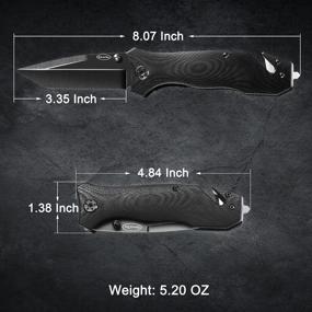 img 3 attached to RoverTac Tactical Folding Knife With Safety Lock, G10 Handle, Cord Cutter, Glass Breaker, And Reversible Pocket Clip - Ideal For Camping, Fishing, Hiking, And Emergency Survival Situations