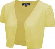 yemak women's cropped bolero cardigan – short sleeve v-neck basic classic casual button down knit soft sweater top (s-4xl) логотип