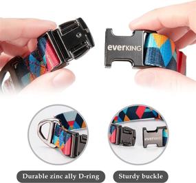 img 3 attached to 🐾 EVERKING Soft Comfortable Dog Collar Polyester with Safety Lock Buckle - Adjustable for Small, Medium & Large Dogs and Cats - Geometric Pattern - Ideal for Outdoor Training, Walking, Running, and Camping (Firework, S)