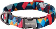 🐾 everking soft comfortable dog collar polyester with safety lock buckle - adjustable for small, medium & large dogs and cats - geometric pattern - ideal for outdoor training, walking, running, and camping (firework, s) logo