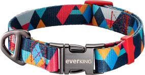 img 4 attached to 🐾 EVERKING Soft Comfortable Dog Collar Polyester with Safety Lock Buckle - Adjustable for Small, Medium & Large Dogs and Cats - Geometric Pattern - Ideal for Outdoor Training, Walking, Running, and Camping (Firework, S)