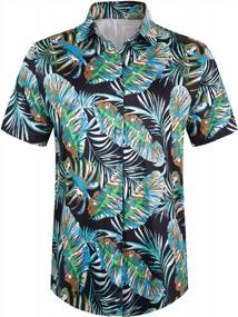 img 2 attached to Get Beach-Ready: Mens 2-Piece Hawaiian Set With Short Sleeve Flower Shirt - Casual Button-Down!