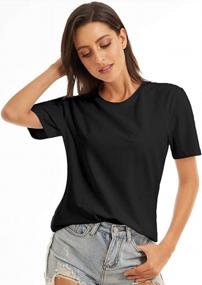 img 4 attached to VIIOO Casual Solid Tops For Women: Loose Short Sleeve Crewneck T-Shirt For Everyday Wear