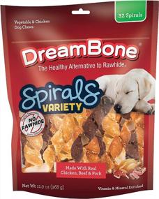 img 4 attached to DreamBone Spirals Variety Pack, No-Rawhide Chews For Dogs, 32 Spiral Chews
