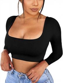 img 4 attached to KAKALOT Women'S Sexy Bodycon Basic Long Sleeve Solid Crop Top T- Shir