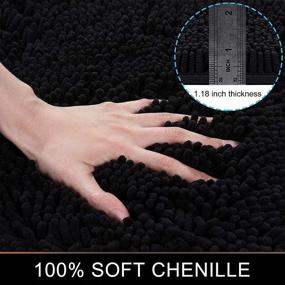 img 2 attached to 2 Piece Chenille Bath Mat Set, Non Slip Absorbent Shaggy Machine Washable/Dryable Smiry Bathroom Rugs And Mats For Tub, Shower (20" X 32"+16" X 24", Black)