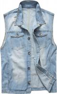 longbida men's denim vest sleeveless ripped slim fit distressed jean jacket logo