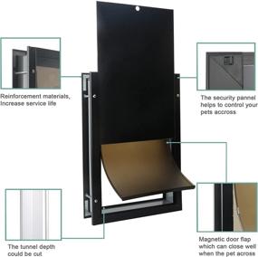 img 1 attached to 🐶 Premium HARDLIGHT Weatherproof Dog Door with Sliding Lock Panel - Adjustable Tunnel, Magnetic Flap for Medium, Large, and X-Large Dogs