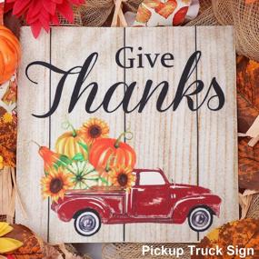 img 1 attached to Festive Fall Decor: 16" Thanksgiving Wreath With Give Thanks Pickup Truck Sign And Autumn Elements