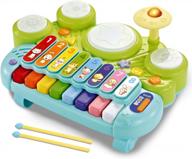 3-in-1 musical instruments toy set - electronic piano, xylophone & drum for 1 2 3 year old boys and girls | learning toys with lights! logo