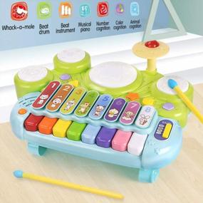 img 2 attached to 3-In-1 Musical Instruments Toy Set - Electronic Piano, Xylophone & Drum For 1 2 3 Year Old Boys And Girls | Learning Toys With Lights!