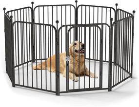 img 4 attached to 🐾 Versatile 8-Panel Dog Playpen: Indoor/Outdoor Puppy Fence & Pet Gate for Large/Medium/Small Dogs - Perfect for Yard, Camp & Exercise