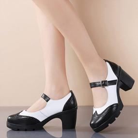 img 2 attached to DADAWEN Women'S Leather Mary Jane Oxford Shoes With Platform Mid Heel