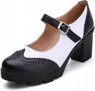 dadawen women's leather mary jane oxford shoes with platform mid heel логотип