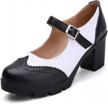 dadawen women's leather mary jane oxford shoes with platform mid heel logo