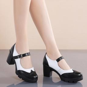 img 3 attached to DADAWEN Women'S Leather Mary Jane Oxford Shoes With Platform Mid Heel