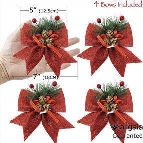 img 1 attached to Red Christmas Decorative Bows 4-PK 7" Medium Wreath Garland Tree Topper XBW93024