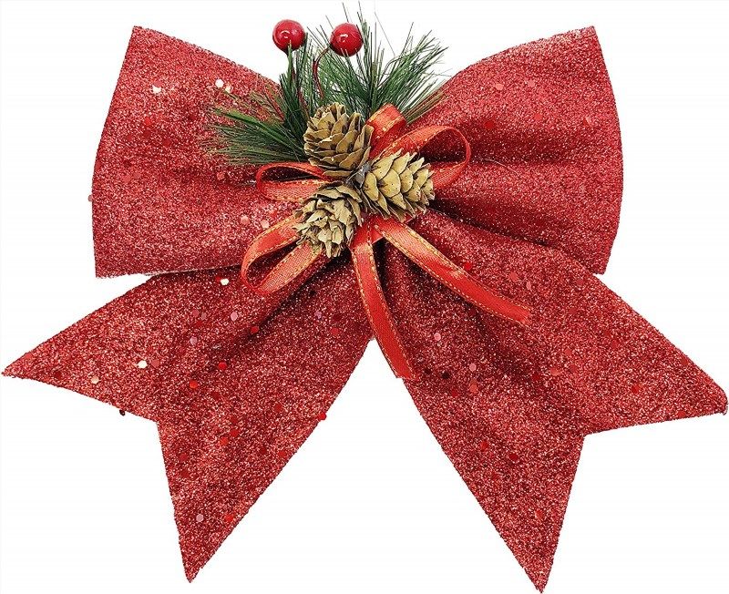 Rocky Mountain Goods Large Wired Red Bow - 12 Wide by 18 Long - Christmas  Wreath Bow - Great for Large Gifts - Indoor/Outdoor - Waterproof Velvet 