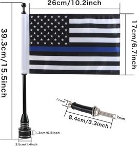 img 3 attached to Thin Blue Line American Flag With Black Motorcycle Flagpole Mount For Harley Davidson Honda Goldwing CB VTX CBR Yamaha - Fits 1/2&#34