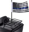 thin blue line american flag with black motorcycle flagpole mount for harley davidson honda goldwing cb vtx cbr yamaha - fits 1/2&#34 logo