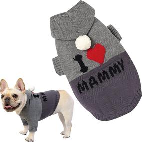 img 4 attached to 🐶 Banooo Dog Sweater - I Love Daddy & Mammy Knitted Pet Hoodie for Small-Medium Dogs & Cats - Winter Outfit