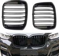 muco new g01 g02 grille front bumper kidney grille grills-glossy black slats grill hood insert for 2018-2021 b-mw x3 g01 2019-2021 x4 g02 logo