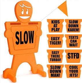 img 4 attached to GoSports SlowDownMan! High Visibility Kids At Play Signage For Neighborhoods With Flag - Choose Your Style For Enhanced Street Safety
