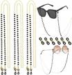 stylish 3 piece eyeglass chain and mask holder set for women and girls - pearl beaded alloy glasses chains with anti-lost functionality as lanyard necklace logo