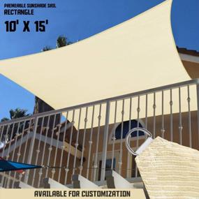 img 3 attached to TANG Sunshades Depot Beige 10' X 15' Sun Shade Sail Permeable Canopy Cover Customize Commercial Standard 180 GSM HDPE